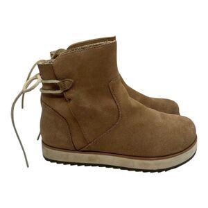 Merrell Juno Bluff Polar Ankle Snow Boots Womens Size 9.5 Beige Suede Waterproof